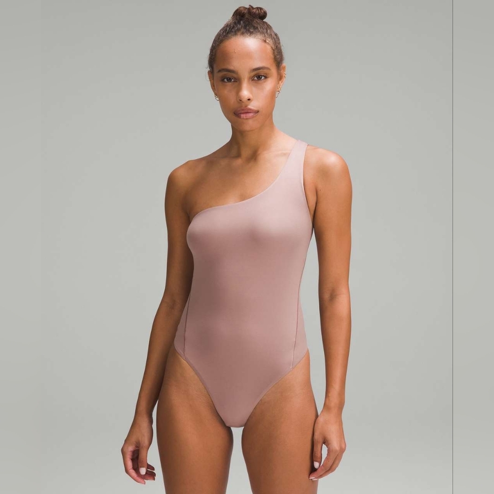 Lululemon Wundermost Ultra-Soft Nulu Asymmetrical Bodysuit *Twilight Rose Size L - Picture 3 of 16